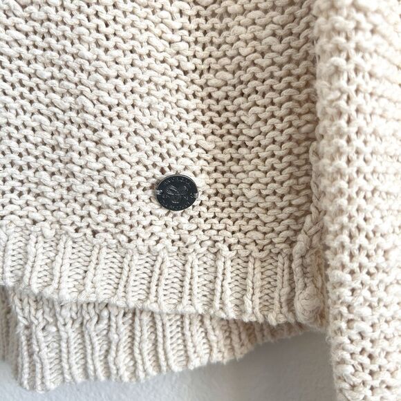 TNA Aritzia Cotton/Linen Loose Knit Sweater XS Cream Prep Coastal Fisherman - Picture 6 of 16